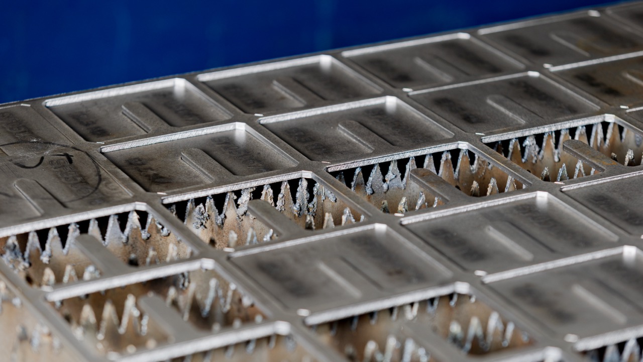 Industrial laser cutting machine working on metal